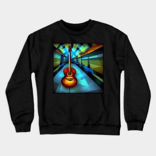 An Acoustic Guitar In A Narrow Room Crewneck Sweatshirt